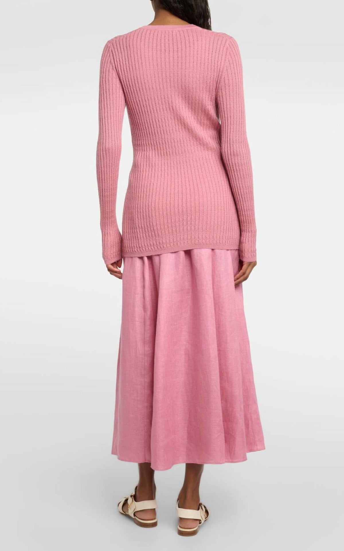Emma Pointelle Cardigan en rose jaipur cachemire soie fil