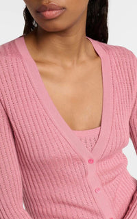 Emma Pointelle Cardigan en rose jaipur cachemire soie fil