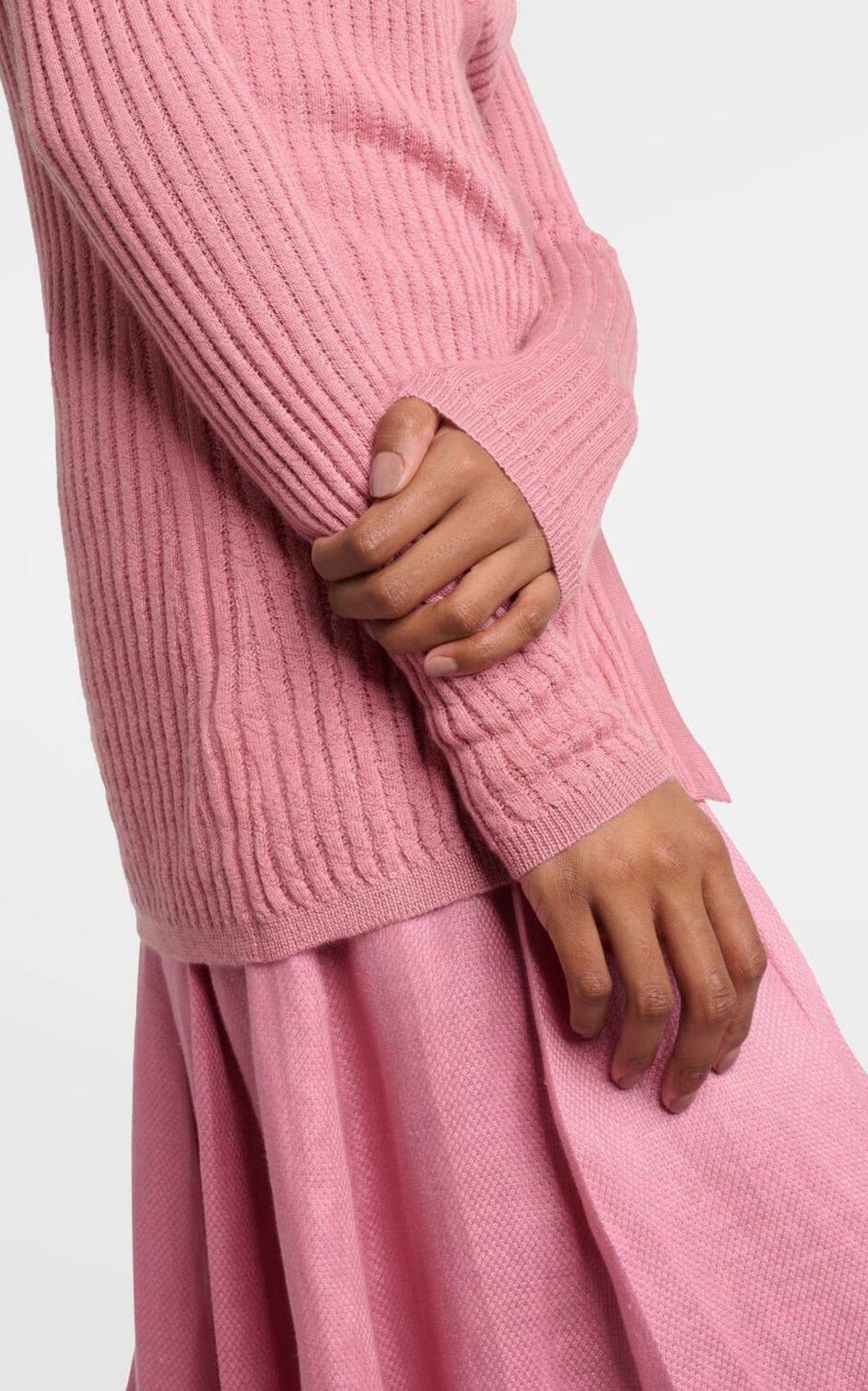 Emma Pointelle Cardigan en rose jaipur cachemire soie fil