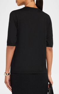 Anahita Ss Crew Neck en noir opacum 3 ply