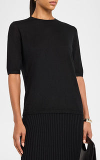 Anahita Ss Crew Neck en noir opacum 3 ply