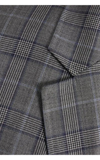 Damien Jacket en bleu / gris check glen tartan drap de costume