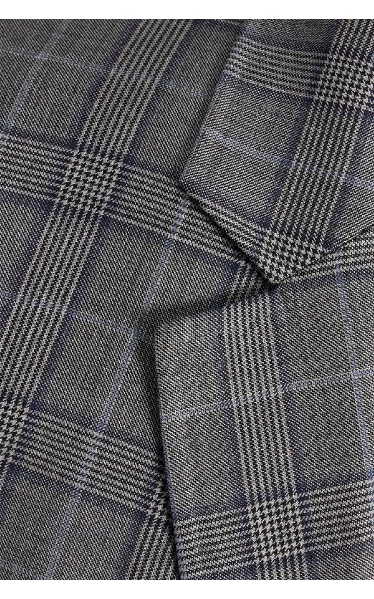 Damien Jacket en bleu / gris check glen tartan drap de costume