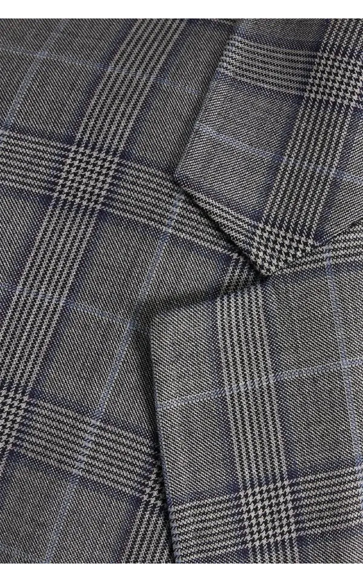 Blue & Grey Check / Veste Damien en laine - Blue & Grey Check