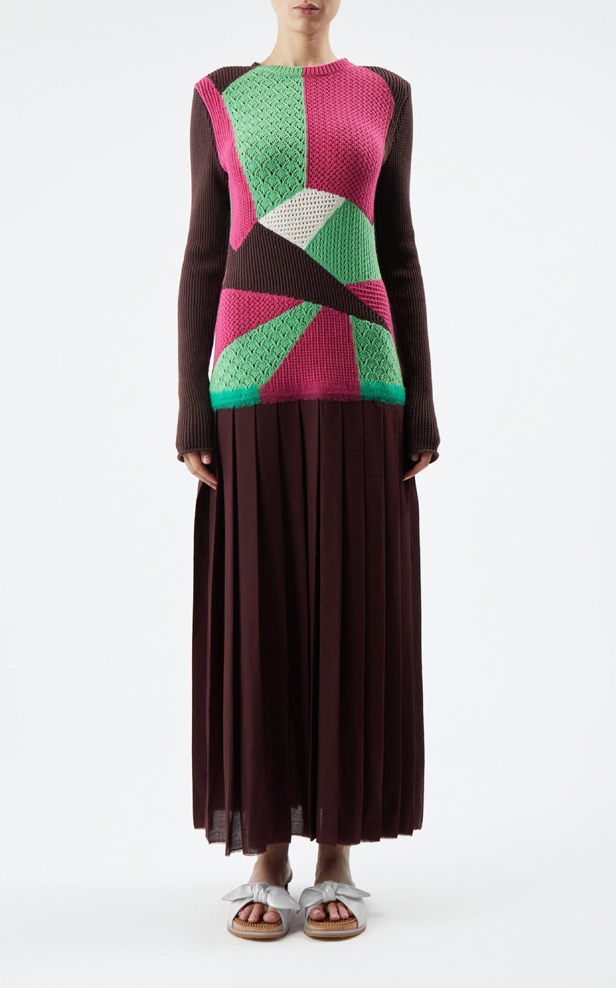 Fallon Dress en bordeaux profond multicolore 2/28 cachemire fil