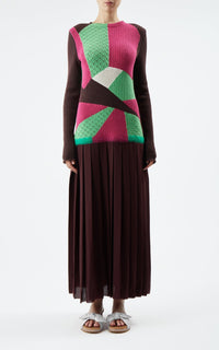Deep Bordeaux Multi / Robe Fallon en cachemire - Deep Bordeaux Multi