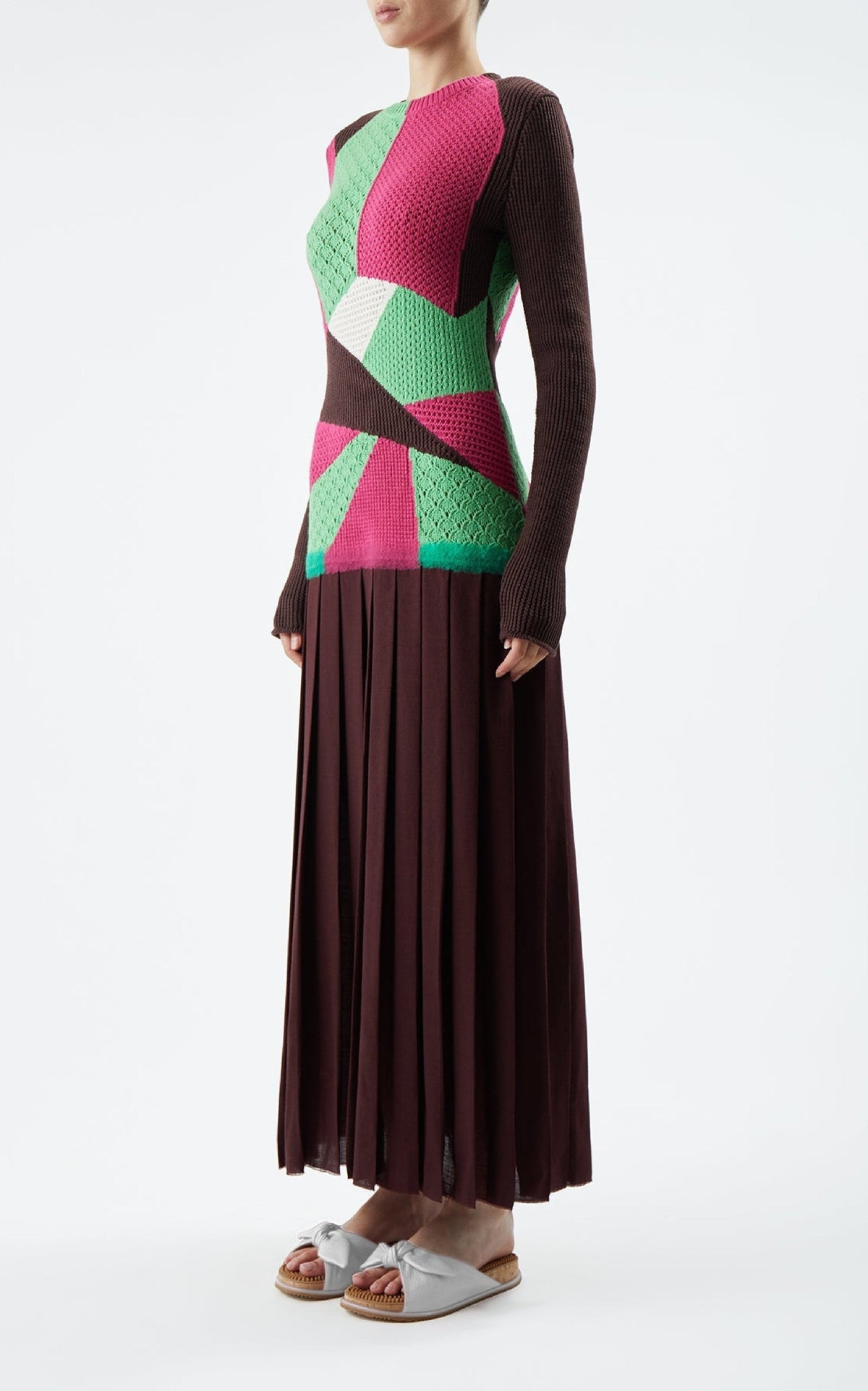 Deep Bordeaux Multi / Robe Fallon en cachemire - Deep Bordeaux Multi
