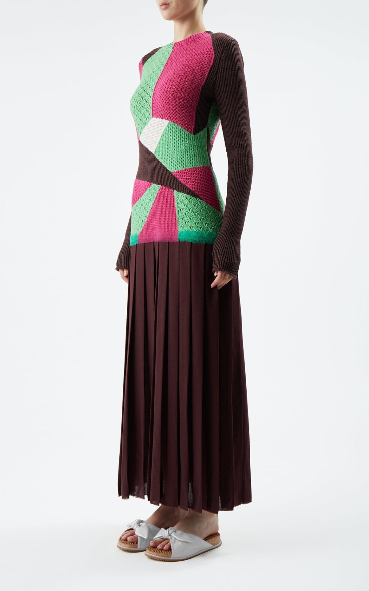 Fallon Dress en bordeaux profond multicolore 2/28 cachemire fil