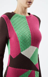 Fallon Dress en bordeaux profond multicolore 2/28 cachemire fil