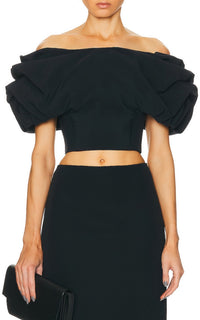 Erwan Top en noir soie laine cady