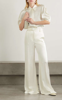 Mabon Pant en ivoire double soie satin