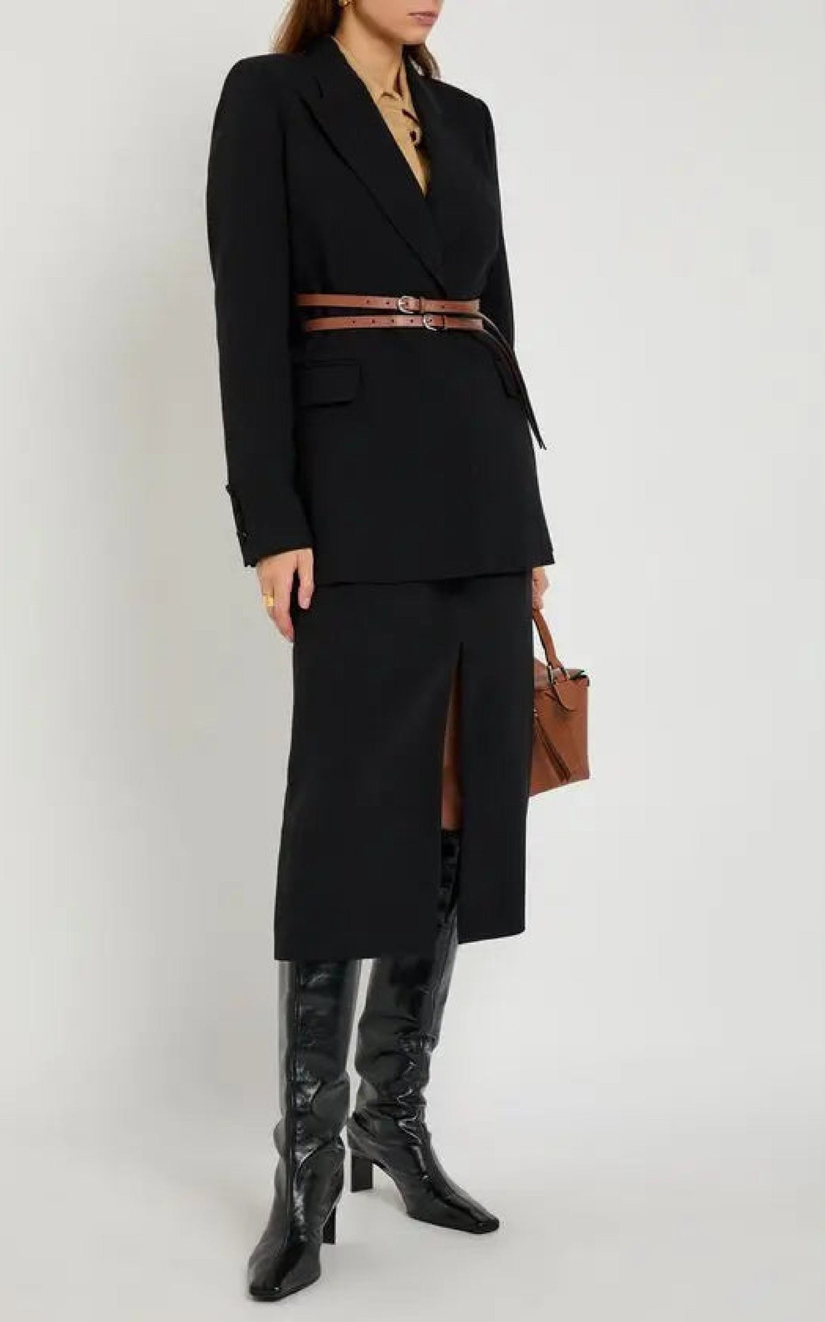 Morelos Skirt en noir double face recyclé cash
