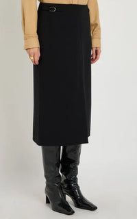 Morelos Skirt en noir double face recyclé cash