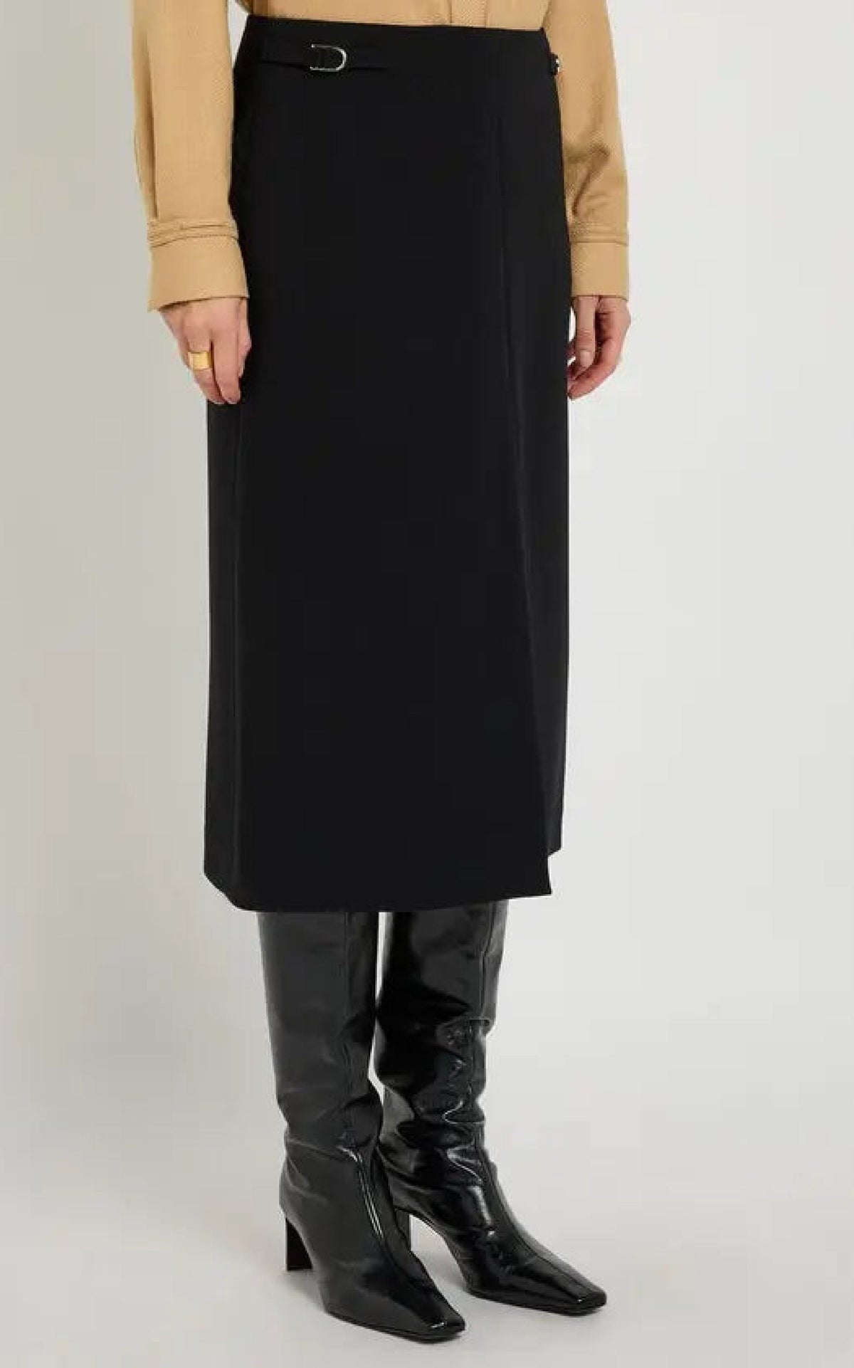 Morelos Skirt en noir double face recyclé cash