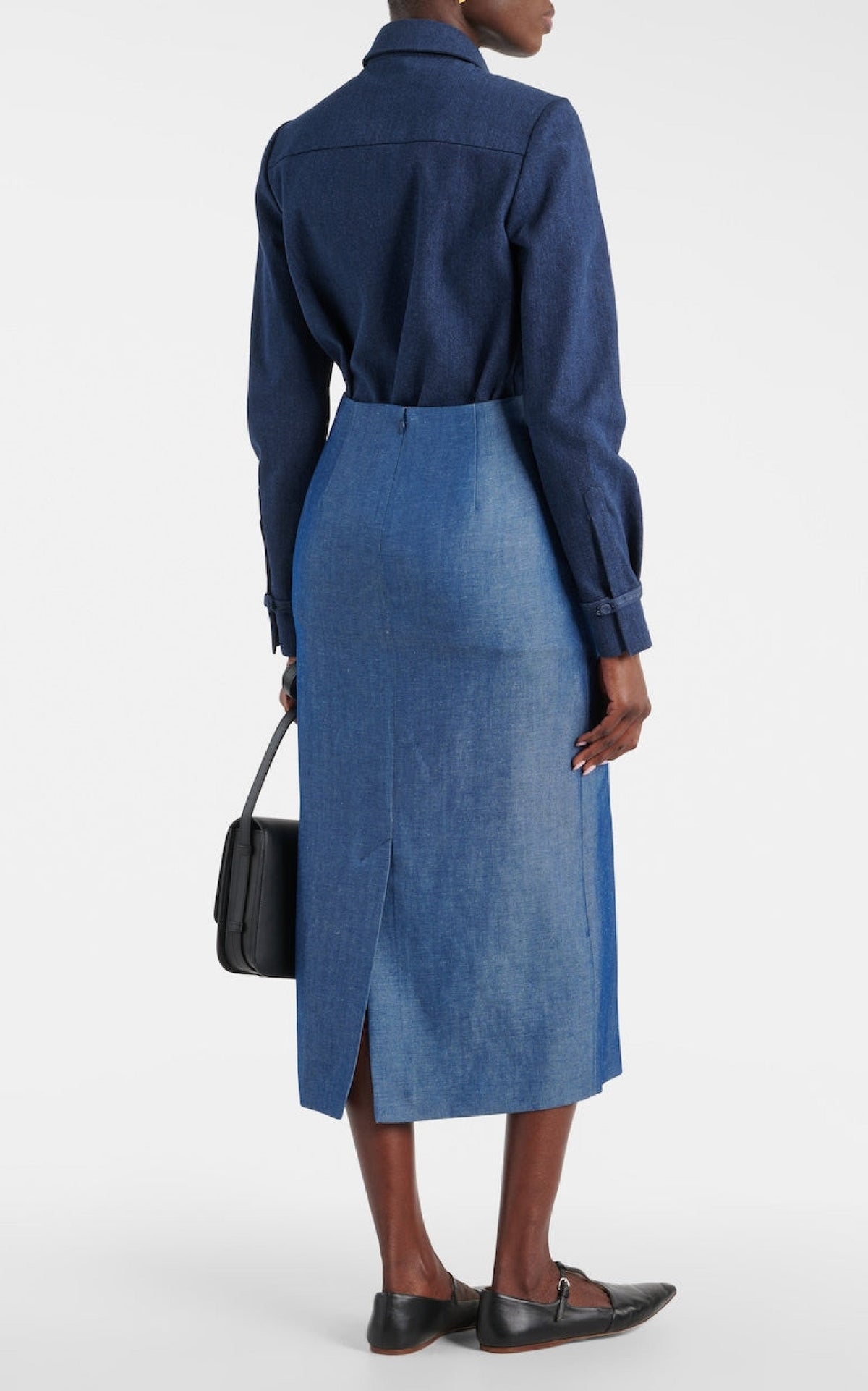 Manuela Skirt en bleu fluorite profond flammé laine lin sergé