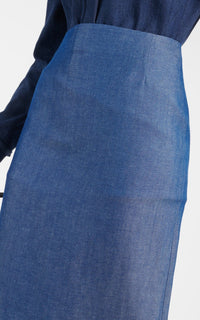 Manuela Skirt en bleu fluorite profond flammé laine lin sergé