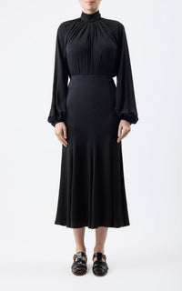 Ricky Skirt en noir double soie satin