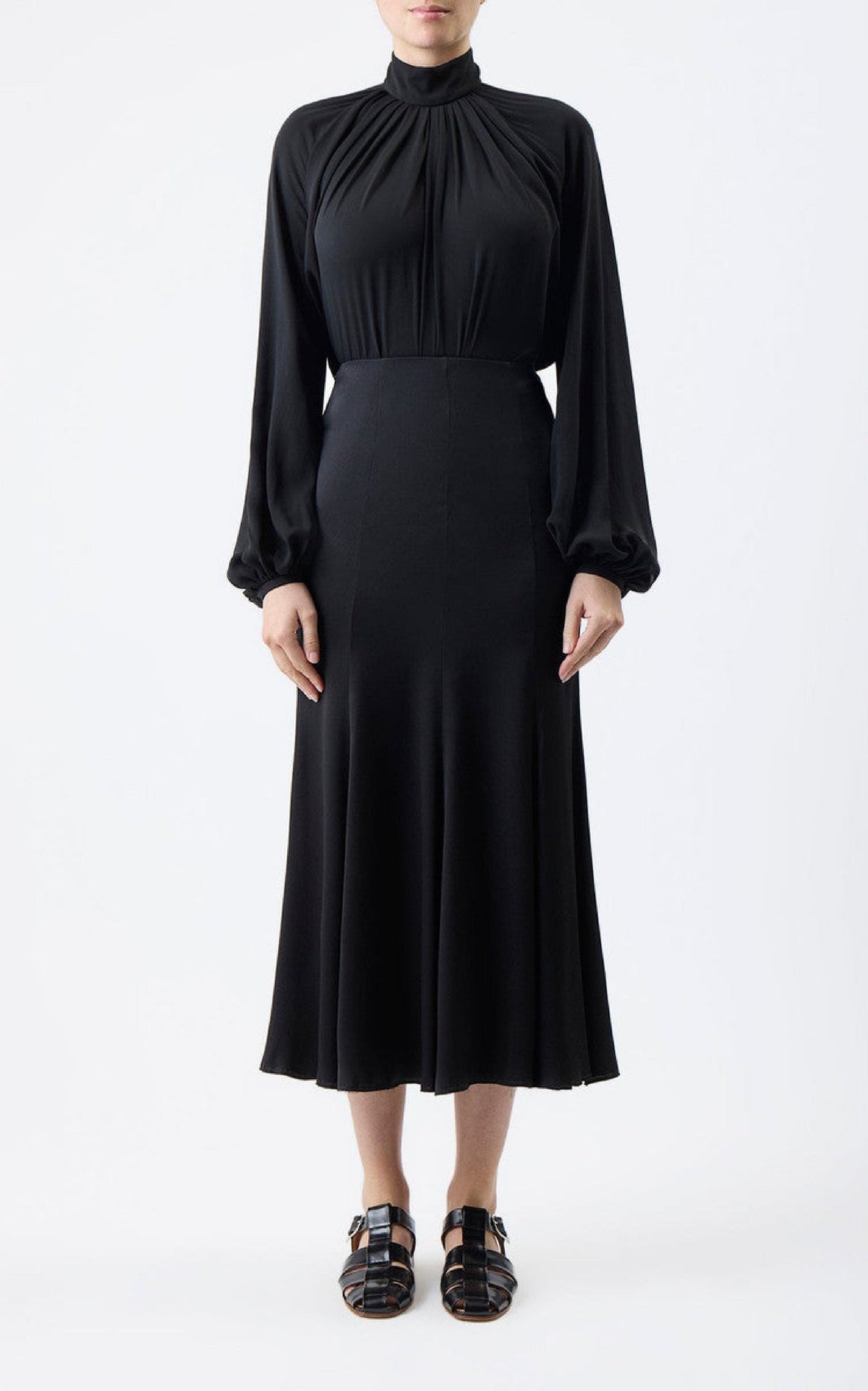 Ricky Skirt en noir double soie satin