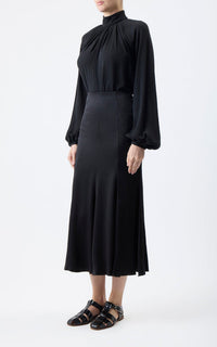Ricky Skirt en noir double soie satin