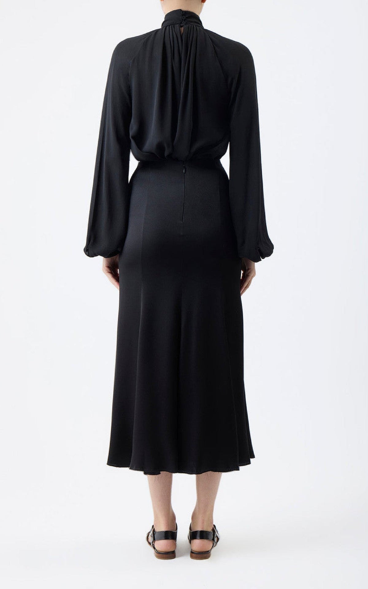 Ricky Skirt en noir double soie satin
