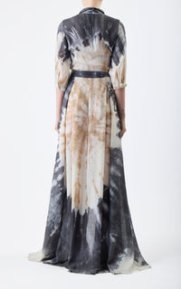 Daisy Dress en camel multicolore double face cachemire