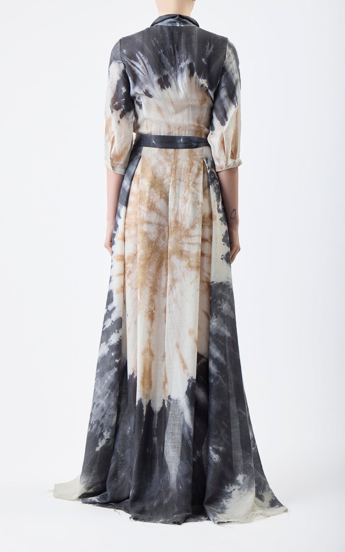 Daisy Dress en camel multicolore double face cachemire