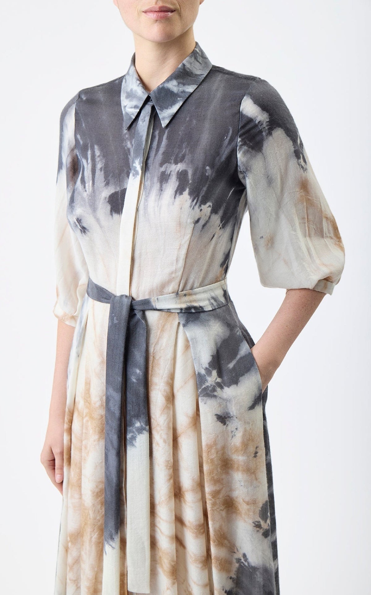 Daisy Dress en camel multicolore double face cachemire