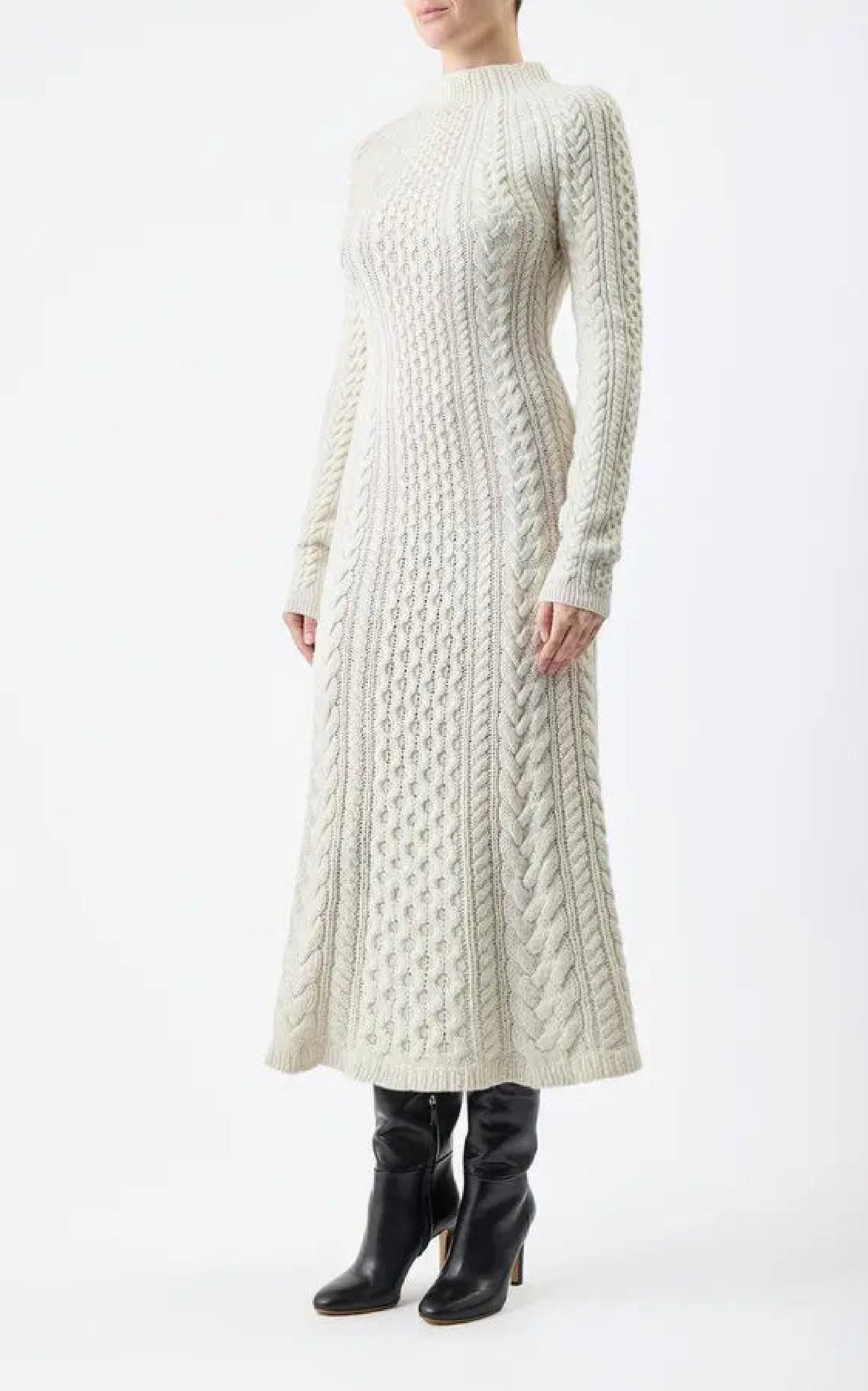 Amaris Dress en ivoire 2/28 cachemire fil