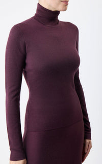 May Turtleneck en bordeaux profond wanaka mérinos cachemire