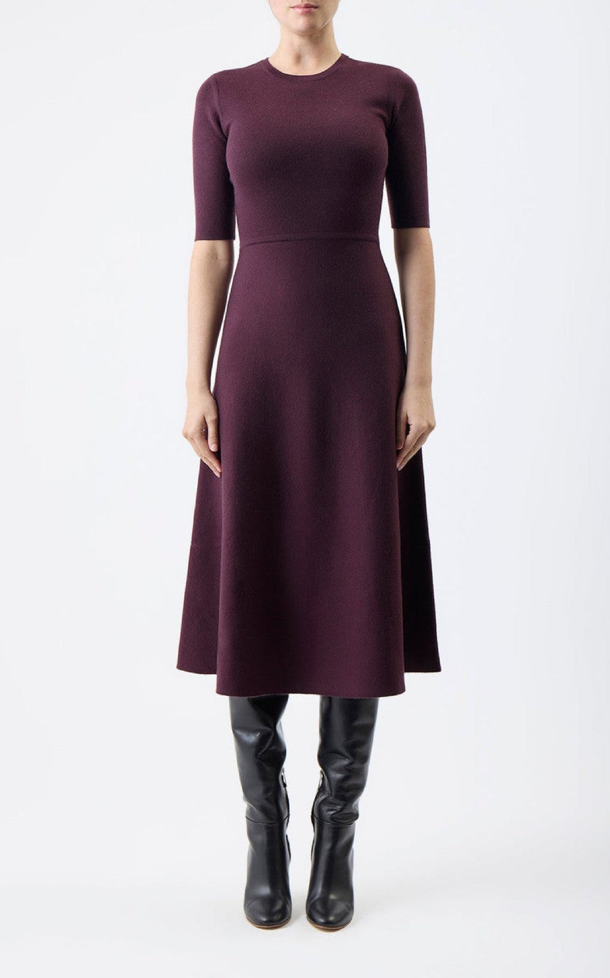 Seymore Dress en bordeaux profond wanaka mérinos cachemire
