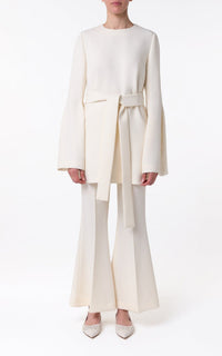 Shandon Tunic en ivoire double face crêpe