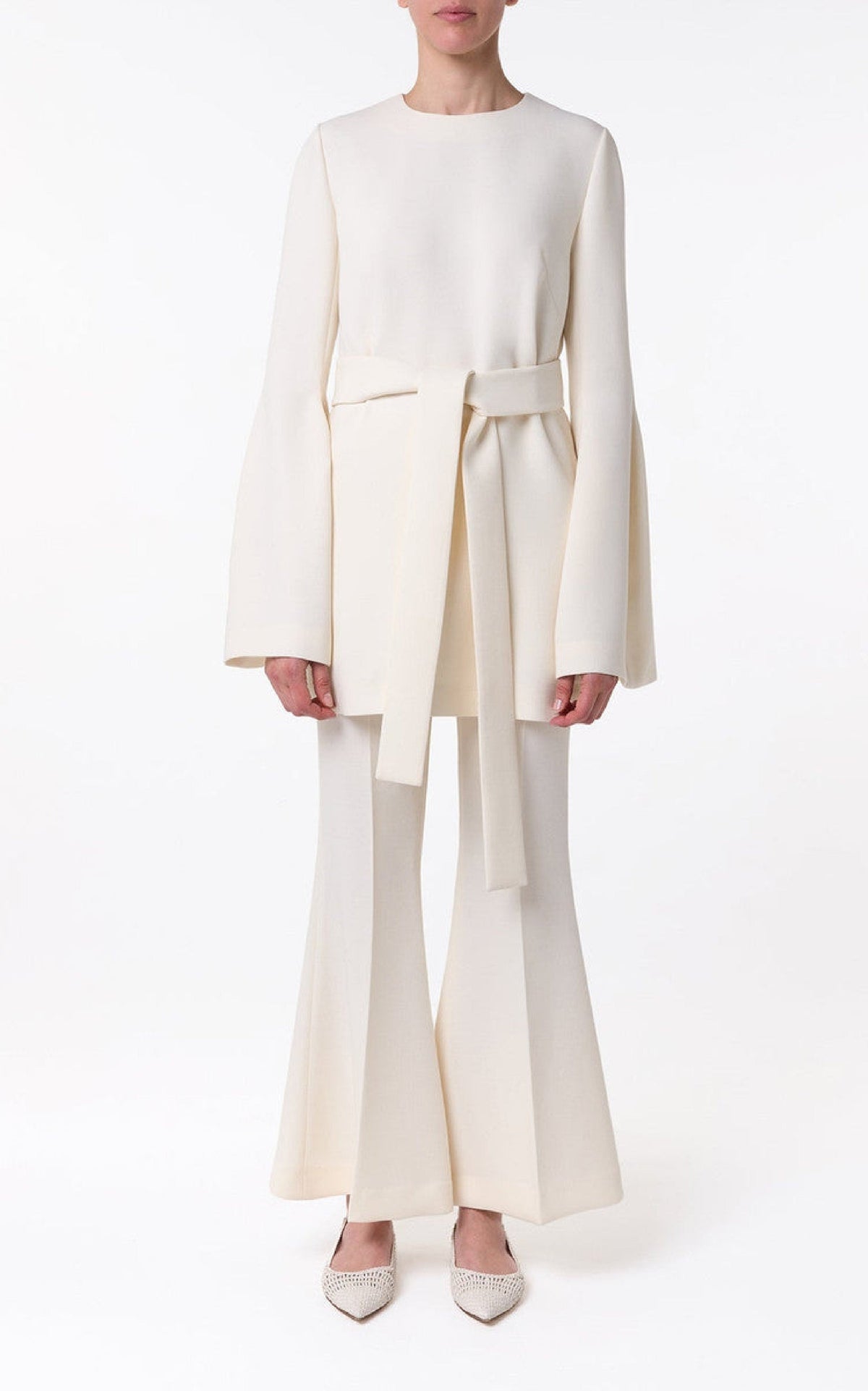 Shandon Tunic en ivoire double face crêpe