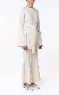 Shandon Tunic en ivoire double face crêpe