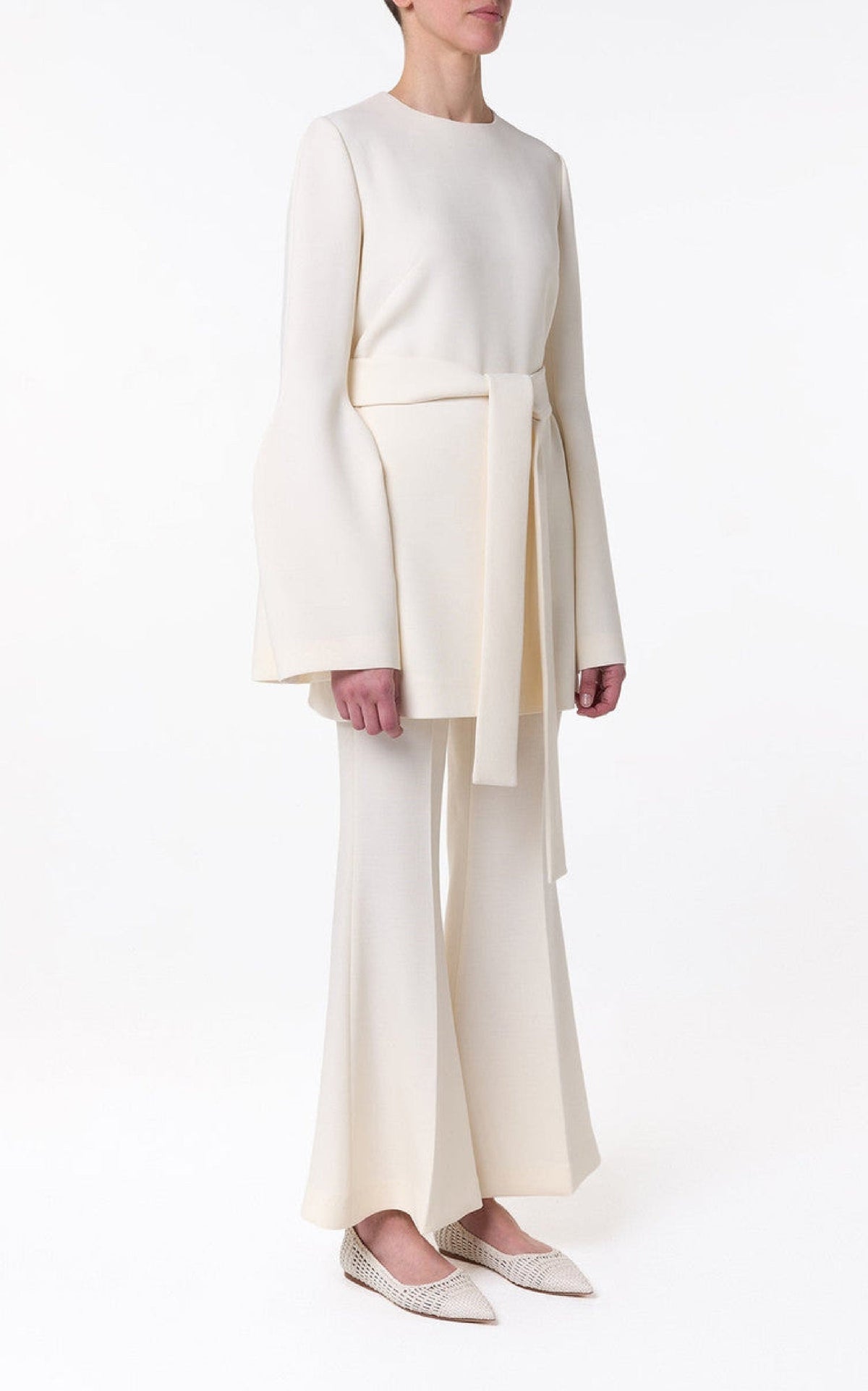 Shandon Tunic en ivoire double face crêpe