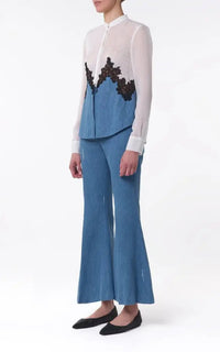 Marsh Pant en denim bleu clair washed coton lin denim