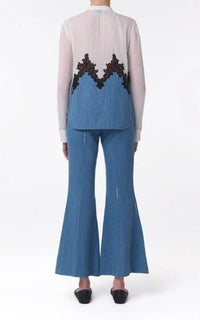 Marsh Pant en denim bleu clair washed coton lin denim