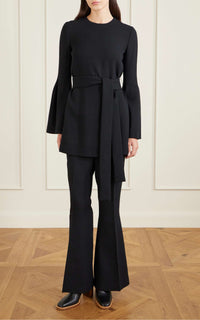 Marsh Pant en bleu marine foncé double face crêpe