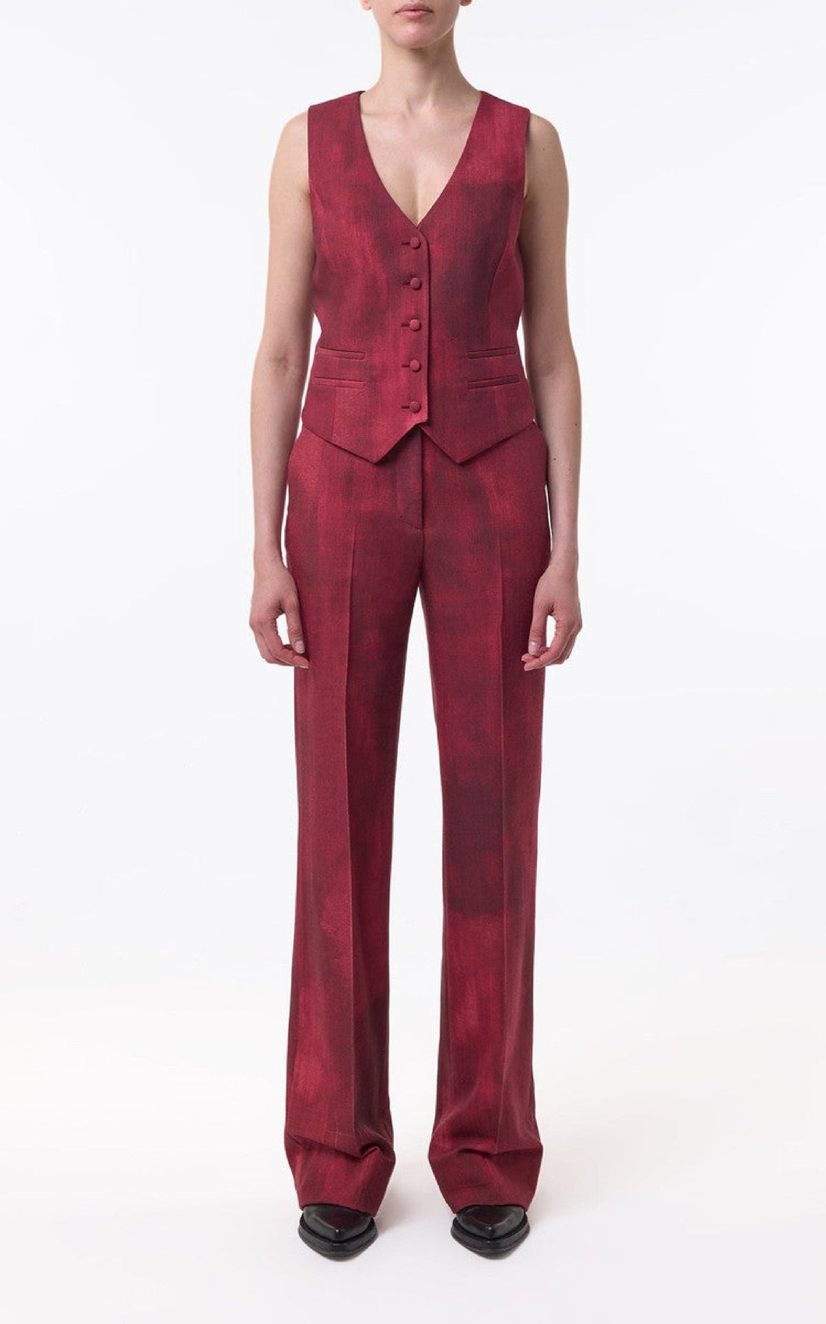 Coleridge Vest en bordeaux barre laine drap de costume