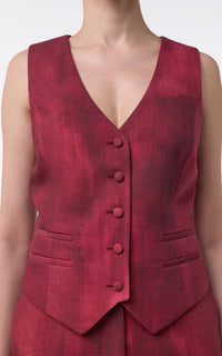 Coleridge Vest en bordeaux barre laine drap de costume