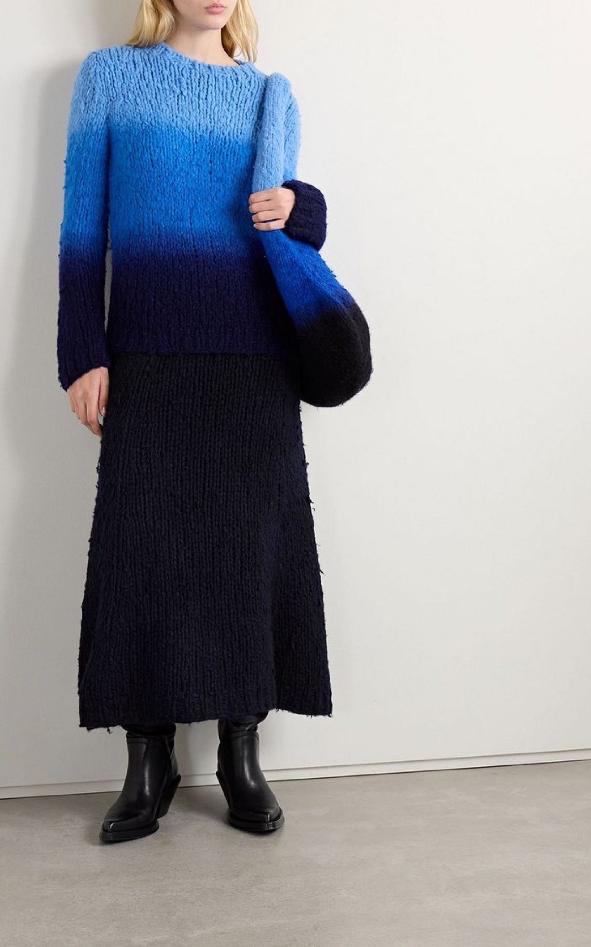 Perses Skirt en dégradé bleu ciel welfat cachemire fil