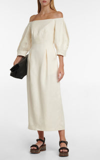 Majano Dress en ivoire chanvre coton toile