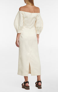 Majano Dress en ivoire chanvre coton toile