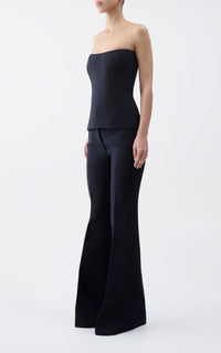 Una Top en noir structured laine soie cady