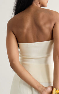 Una Top en ivoire structured laine soie cady