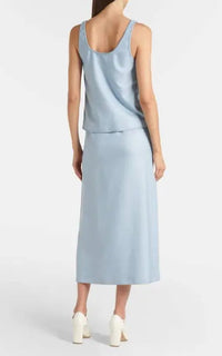 Muriel Tank en stone bleu laine soie hopsack drap de costume