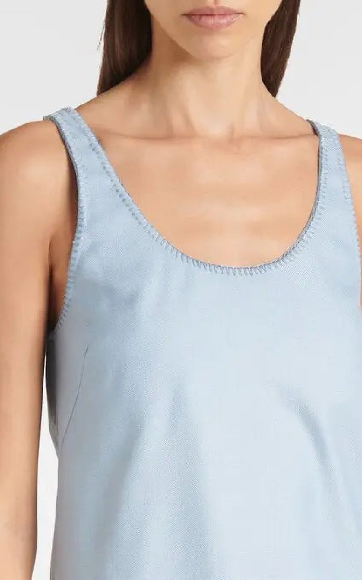 Muriel Tank en stone bleu laine soie hopsack drap de costume