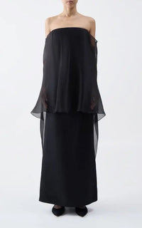 Marisha Dress en noir textured lin sub