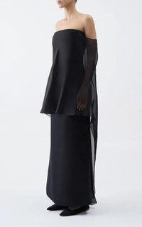 Marisha Dress en noir textured lin sub