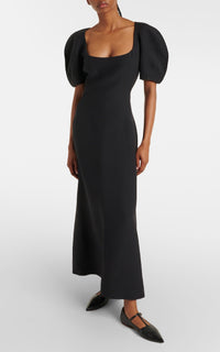Niahm Dress en noir structured laine soie cady