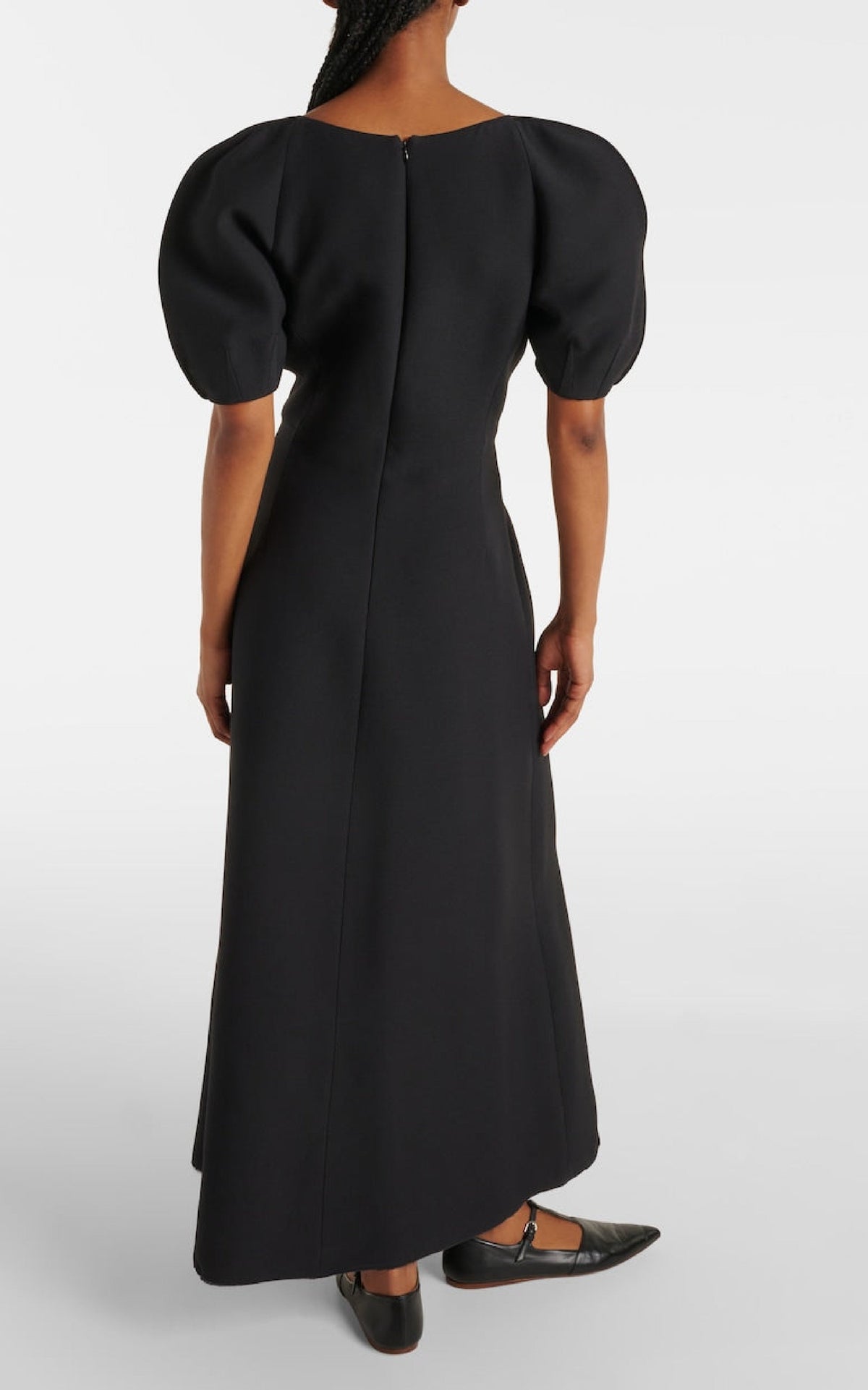 Niahm Dress en noir structured laine soie cady